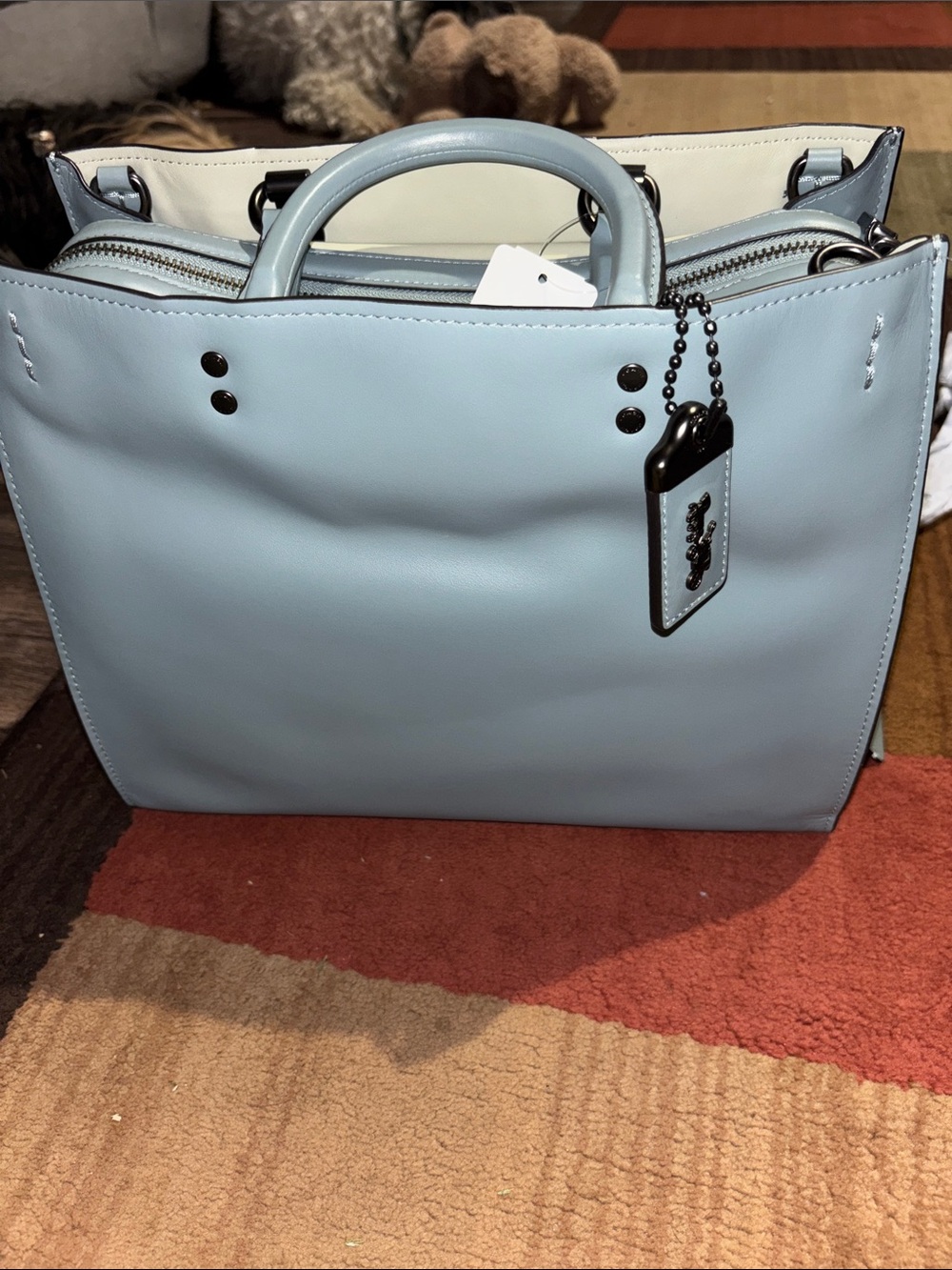 Coach Rogue Light Blue Structured Tote Handbag - Women Bags